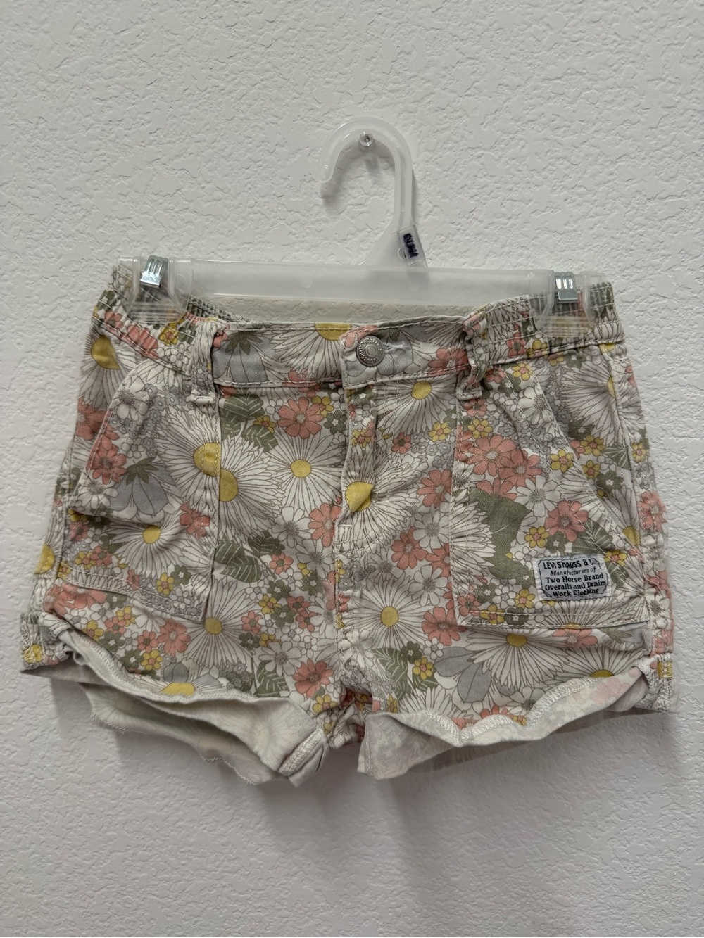 Levi's Floral Daisy Jean Shorts - Cream, Pink, Yellow, Green